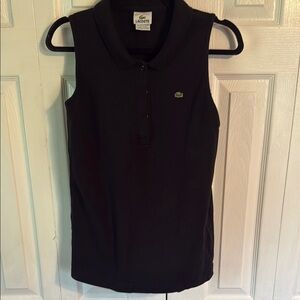 Lacoste Black Fitted Buttoned Polo Tank Top